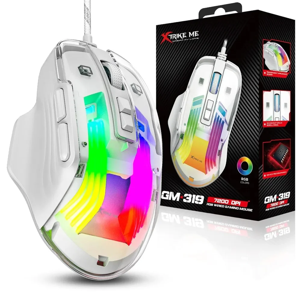 Imagem 4 de 5 do produto Mouse Gamer Xtrike-me Gm-319 Transparente 7200dpi