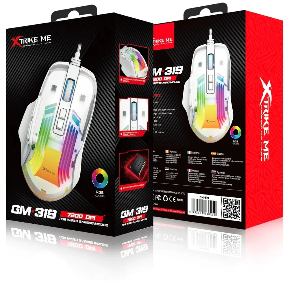 Imagem 5 de 5 do produto Mouse Gamer Xtrike-me Gm-319 Transparente 7200dpi
