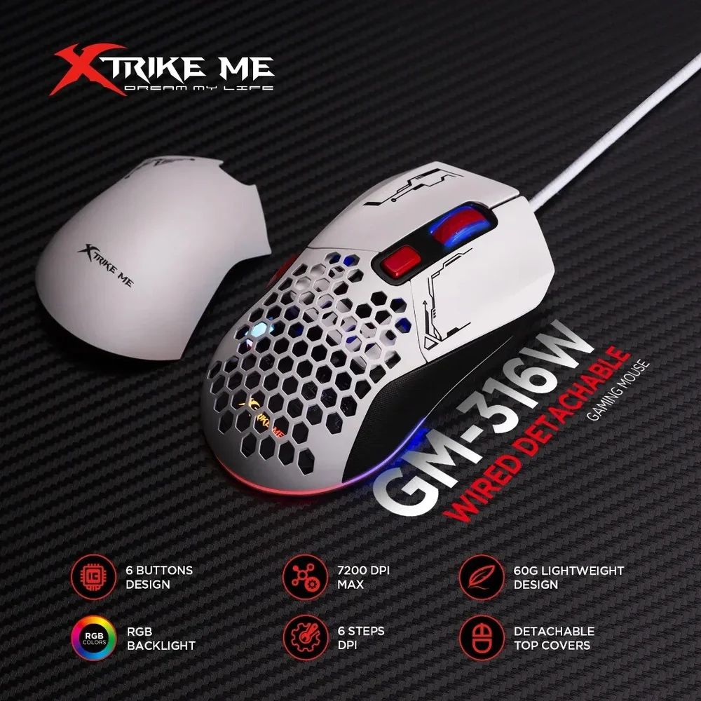 Mouse Gamer Customizável Xtrike-me Gm-316w Branco Mouse Gamer Customizável Xtrike-me Gm-316w Branco