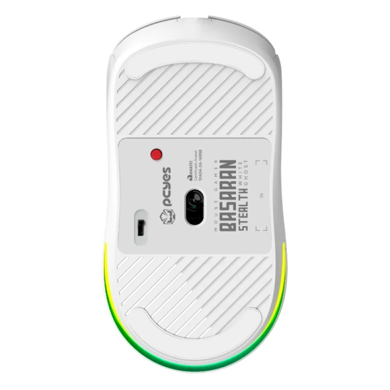 Imagem 3 de 5 do produto Mouse Gamer Sem Fio PCyes Basaran Stealth White Ghost - 10000 Dpi - RGB - 6 Botões - Pmgbrstwg
