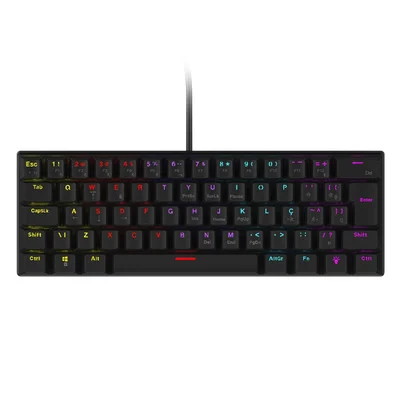 Teclado Mecânico 60% Vinik Anihi Black - Switch Red - LED Rainbow - Anihibkrd