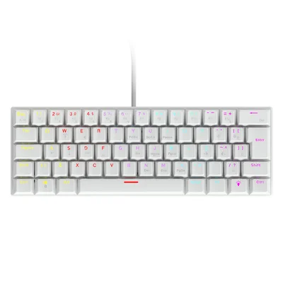 Teclado Mecânico 60% Vinik Anihi White - Switch Blue - LED Rainbow - Anihiwhbl