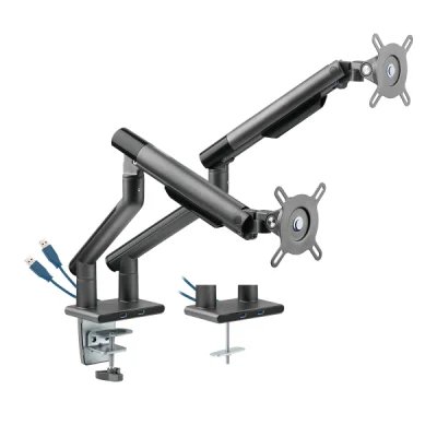 Suporte Articulado C/ Mola Para 2 Monitores- 17-32" C/ 2x Usb 3.0 - Cinza - Sm-015gd