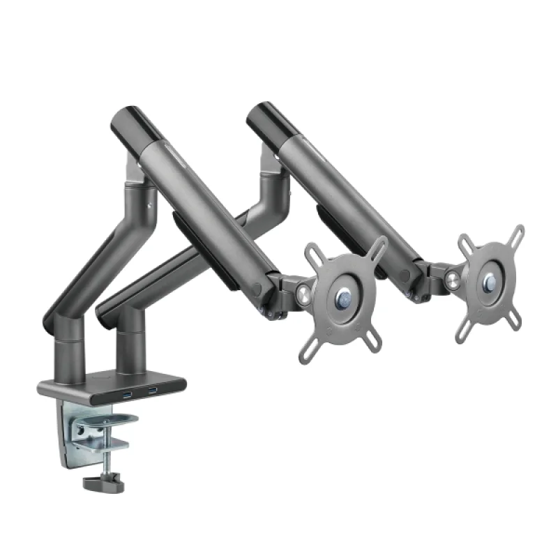 Imagem 2 de 5 do produto Suporte Articulado C/ Mola Para 2 Monitores- 17-32" C/ 2x Usb 3.0 - Cinza - Sm-015gd