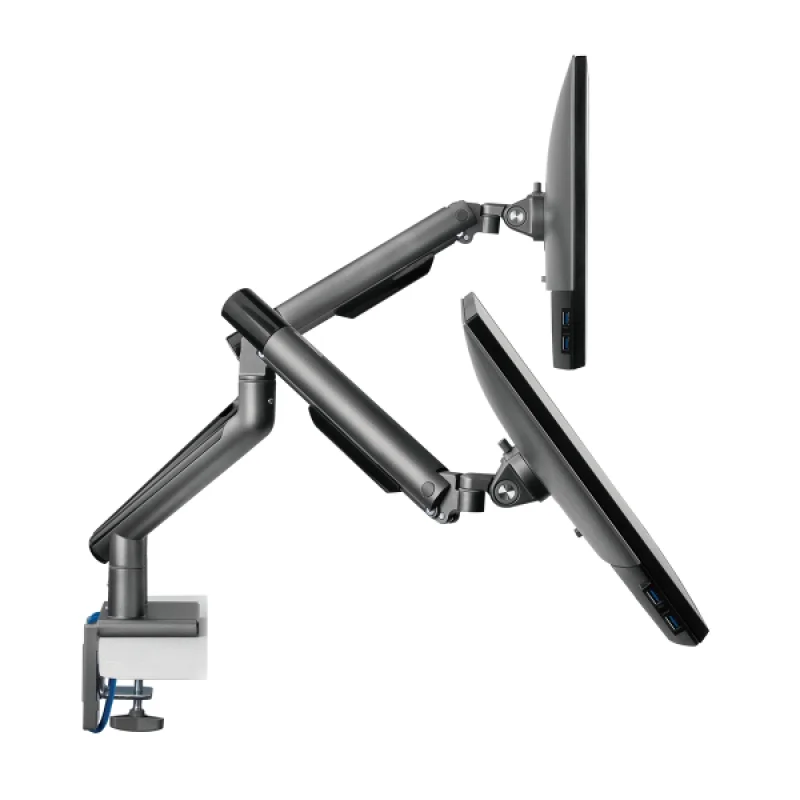 Imagem 3 de 5 do produto Suporte Articulado C/ Mola Para 2 Monitores- 17-32" C/ 2x Usb 3.0 - Cinza - Sm-015gd