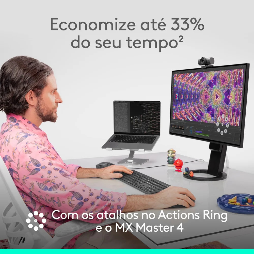 Imagem 2 de 5 do produto Mouse Sem Fio Logitech Mx Master 4 Com Feedback Tátil, Alto Desempenho E Conexão Usb-c/bluetooth - Cinza Claro N/a