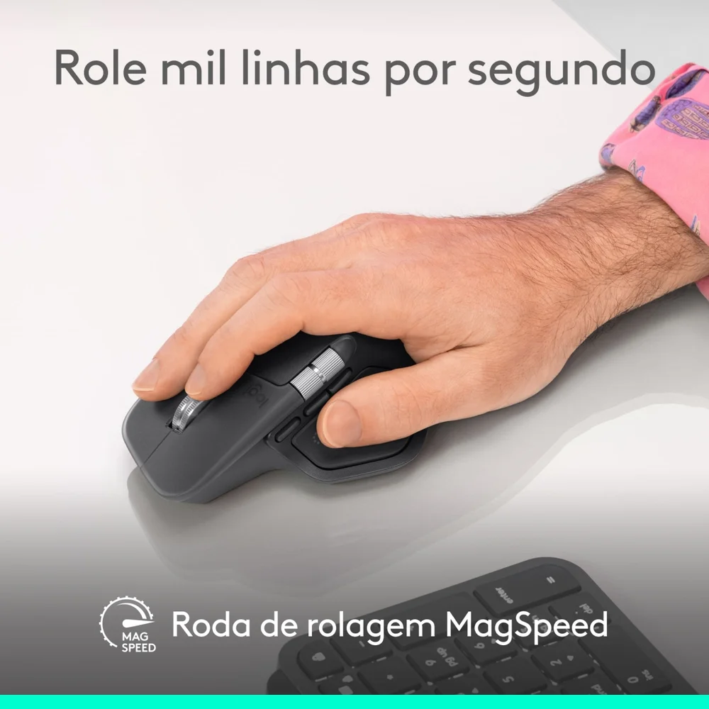 Imagem 3 de 5 do produto Mouse Sem Fio Logitech Mx Master 4 Com Feedback Tátil, Alto Desempenho E Conexão Usb-c/bluetooth - Cinza Claro N/a