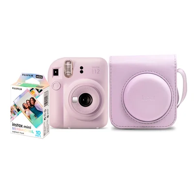 Kit Câmera Analógica Fujifilm Instax Mini 12 Lilás Mermaid Com Bolsa E Pack Com 10 Filmes - N/a