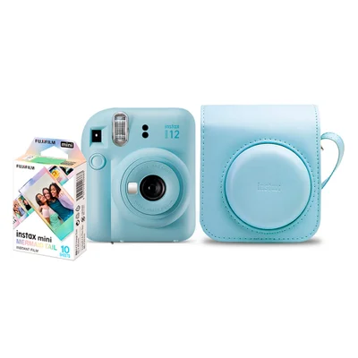 Kit Câmera Analógica Fujifilm Instax Mini 12 Azul Mermaid Com Bolsa E Pack Com 10 Filmes - N/a
