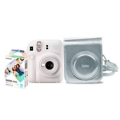Kit Câmera Analógica Fujifilm Instax Mini 12 Mermaid Com Bolsa E Pack Com 10 Filmes Branca - N/a