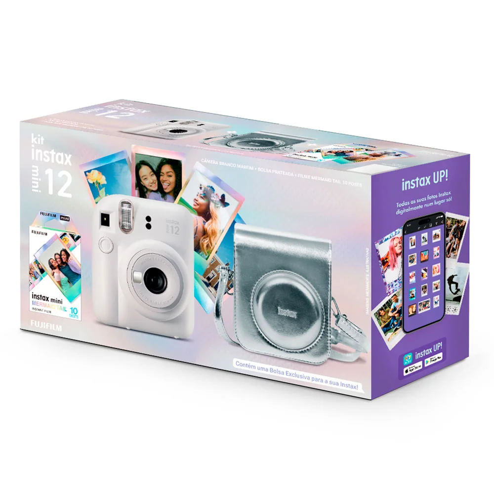 Kit Câmera Analógica Fujifilm Instax Mini 12 Mermaid Com Bolsa E Pack Com 10 Filmes Branca - N/a