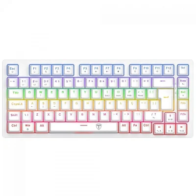 Teclado Mecânico Gamer T-dagger Megatre, Rainbow, Switch Brown, 75%, Abnt2, Branco