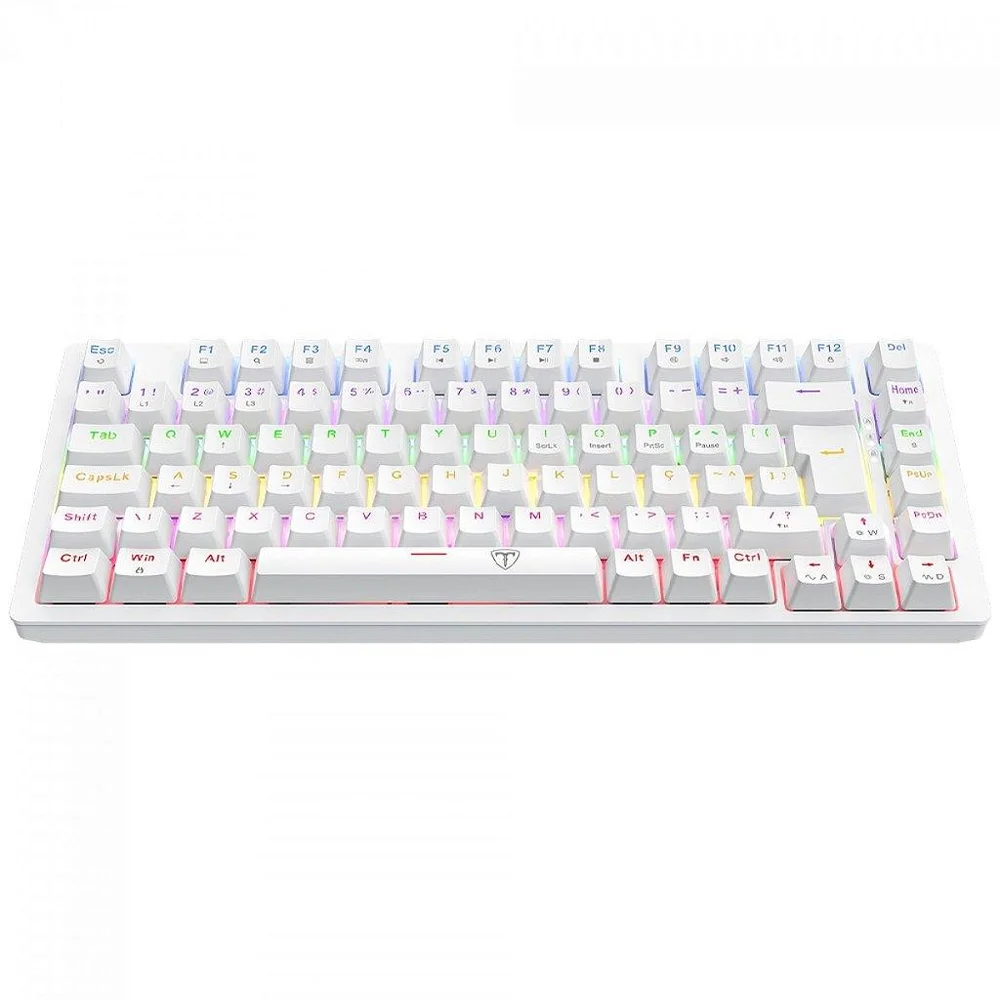 Imagem 3 de 5 do produto Teclado Mecânico Gamer T-dagger Megatre, Rainbow, Switch Brown, 75%, Abnt2, Branco