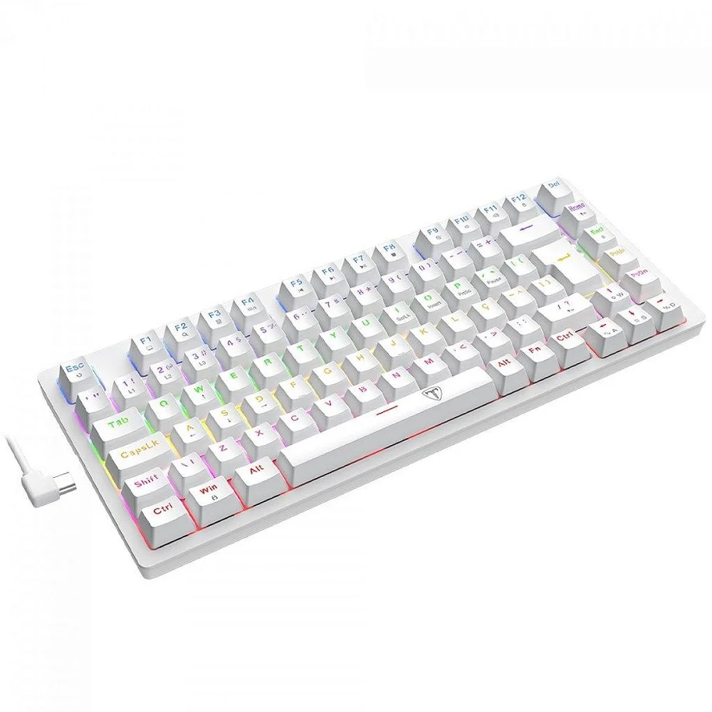 Imagem 5 de 5 do produto Teclado Mecânico Gamer T-dagger Megatre, Rainbow, Switch Brown, 75%, Abnt2, Branco