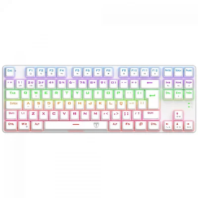 Teclado Mecânico Gamer T-dagger Bora, Rainbow, Switch Brown, Tkl, Abnt2, Branco - Branco - Unissex - Único