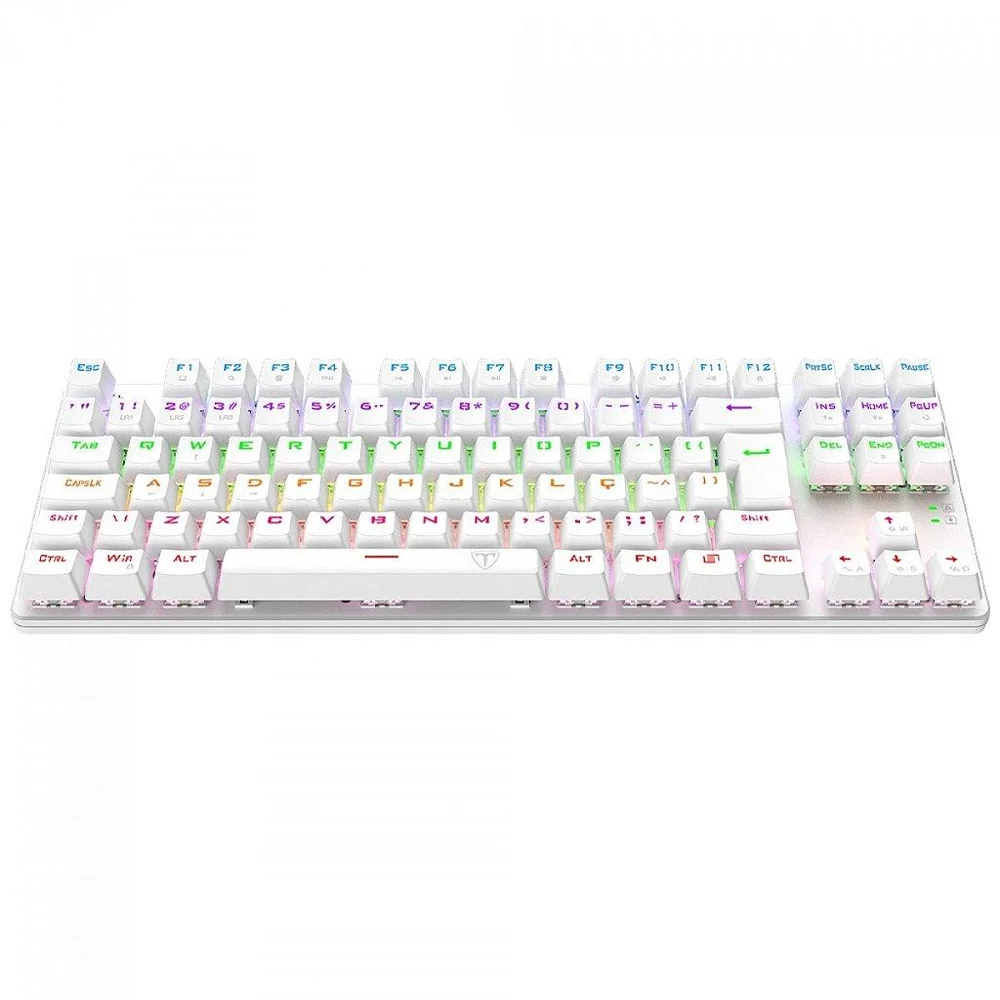 Imagem 4 de 5 do produto Teclado Mecânico Gamer T-dagger Bora, Rainbow, Switch Brown, Tkl, Abnt2, Branco