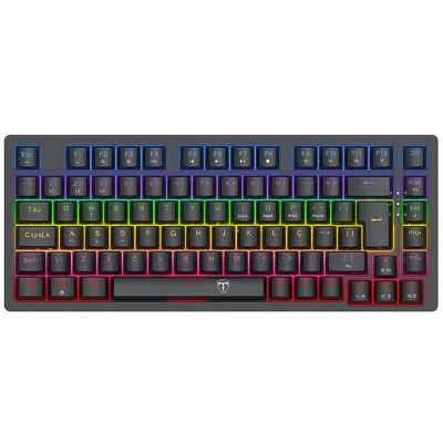 Teclado Mecânico Gamer T-dagger Megatre, Rainbow, Switch Brown, 75%, Abnt2, Preto