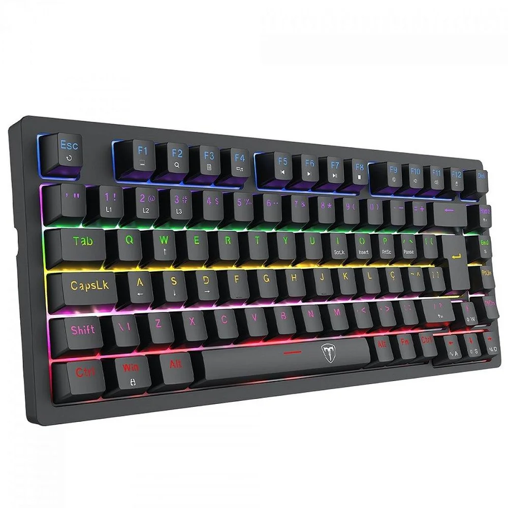 Imagem 2 de 5 do produto Teclado Mecânico Gamer T-dagger Megatre, Rainbow, Switch Brown, 75%, Abnt2, Preto