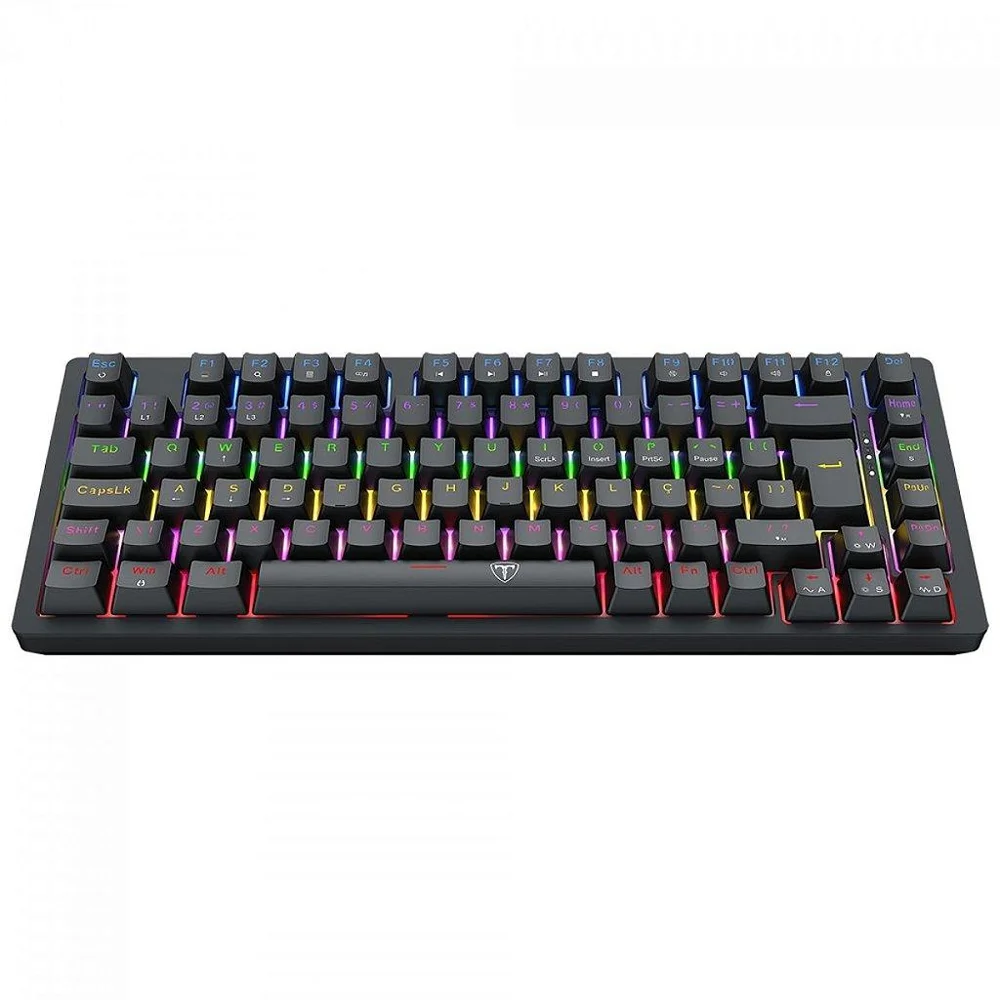 Imagem 3 de 5 do produto Teclado Mecânico Gamer T-dagger Megatre, Rainbow, Switch Brown, 75%, Abnt2, Preto
