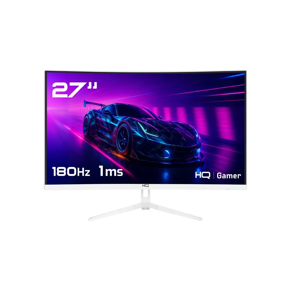 Monitor Gamer Branco 27" Curvo 1ms, 180hz, Amd Freesync, Full Hd, Hdmi, Dp, Frameless Hq Premium Hqw27c18