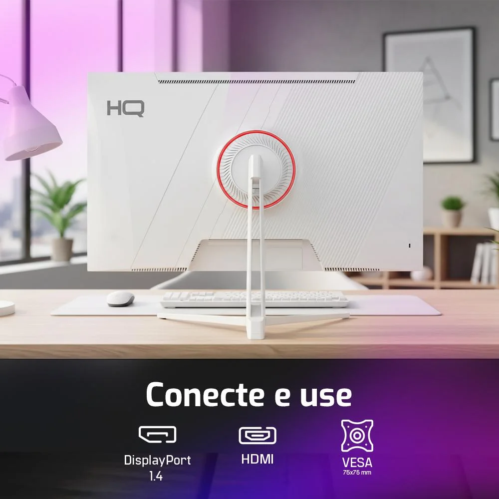 Imagem 4 de 5 do produto Monitor Gamer Branco 27" Curvo 1ms, 180hz, Amd Freesync, Full Hd, HDMI, Dp, Frameless Hq Premium Hqw27c18