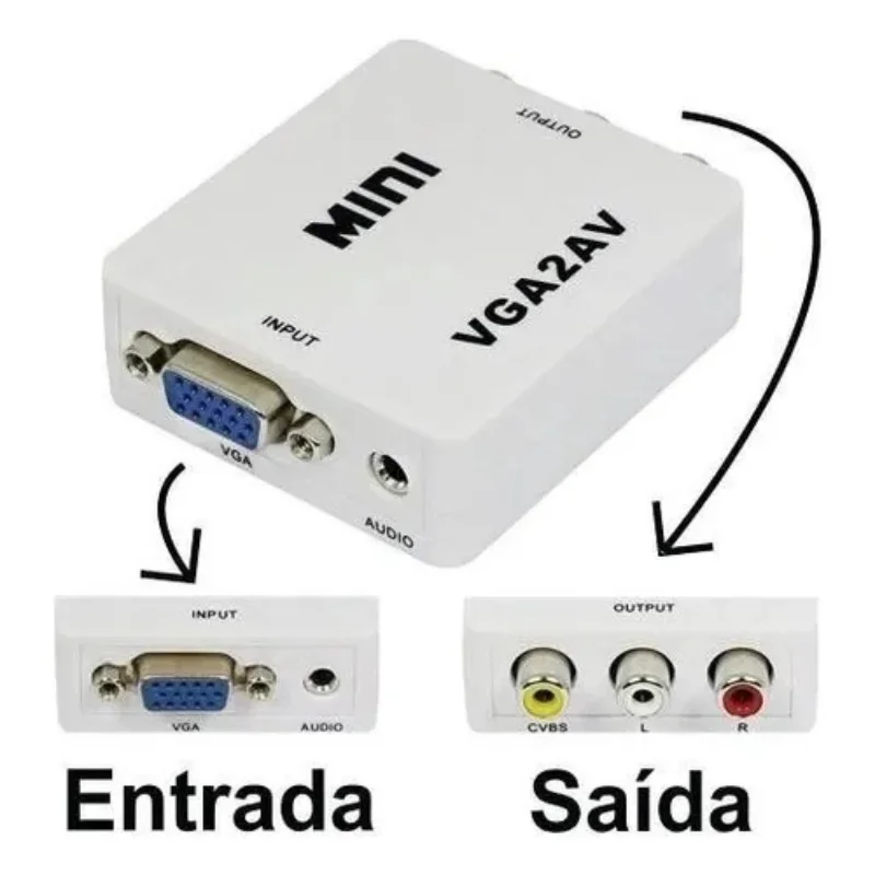 Imagem 2 de 3 do produto Conversor De Áudio E Vídeo  Vga2av Branco Qualidade Premium