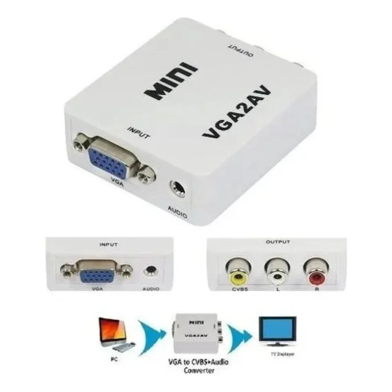 Imagem 3 de 3 do produto Conversor De Áudio E Vídeo  Vga2av Branco Qualidade Premium