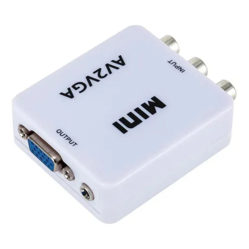 Imagem 5 de 5 do produto Mini Conversor Av2 Para Vga Conversor De Vídeo Cor Branco Qualidade Premium