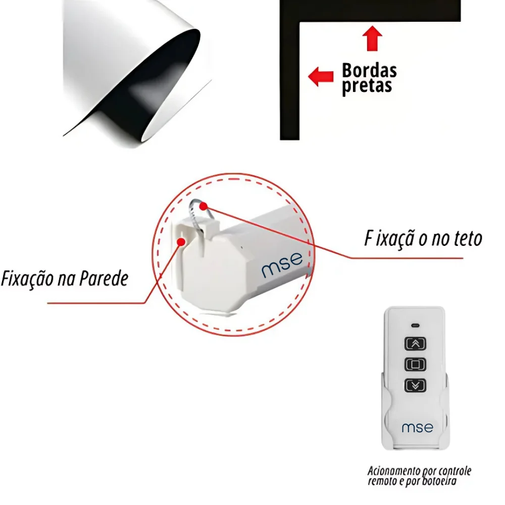 Imagem 4 de 5 do produto Tela De Projeção Elétrica De Teto 100 Polegada Mse 180x180cm 1:1