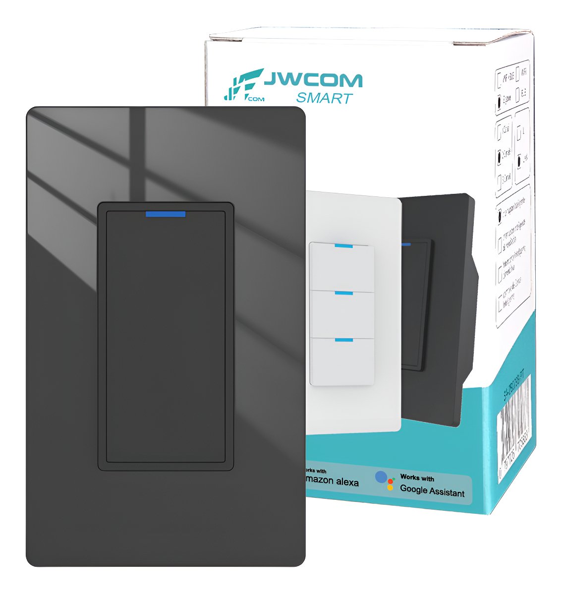 Interruptor Inteligente Tecla Física 1 Botão Zigbee Preto  Jwcom Sa-zb279a-pt