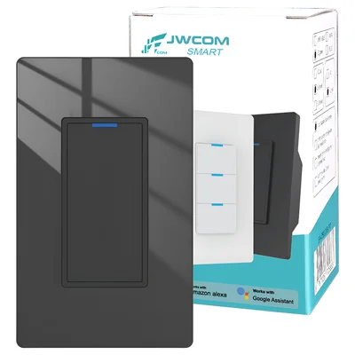 Interruptor Inteligente Tecla Física 1 Botão Zigbee Preto  Jwcom Sa-zb279a-pt