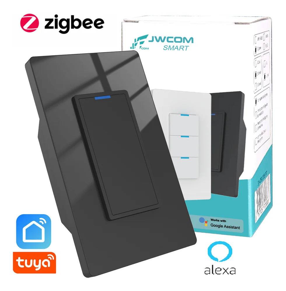 Imagem 2 de 5 do produto Interruptor Inteligente Tecla Física 1 Botão Zigbee Preto  Jwcom Sa-zb279a-pt