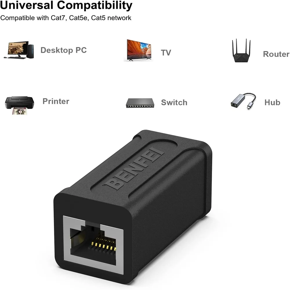 Imagem 3 de 5 do produto Benfei Acoplador Rj45 Fêmea-fêmea Ethernet 2 Unidades