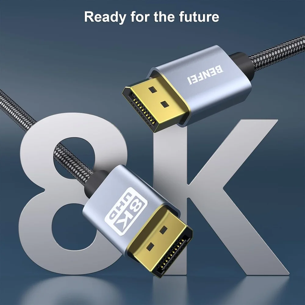Imagem 2 de 5 do produto Cabo Displayport Benfei 8k Dp 1.8m 4k144hz Trançado Vesa