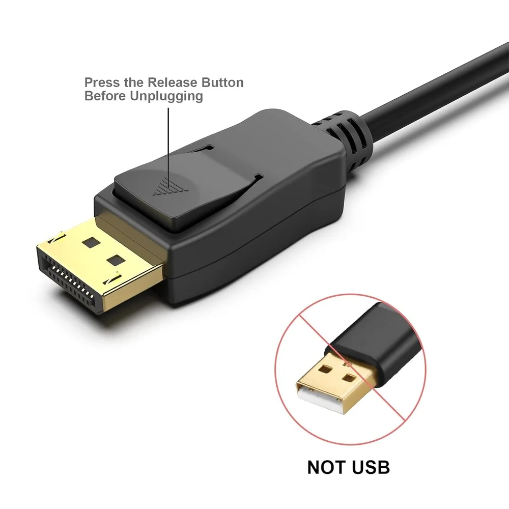 Imagem 4 de 5 do produto Cabo Displayport 8k 1,8m Benfei Vesa Certificado Dp 1.4