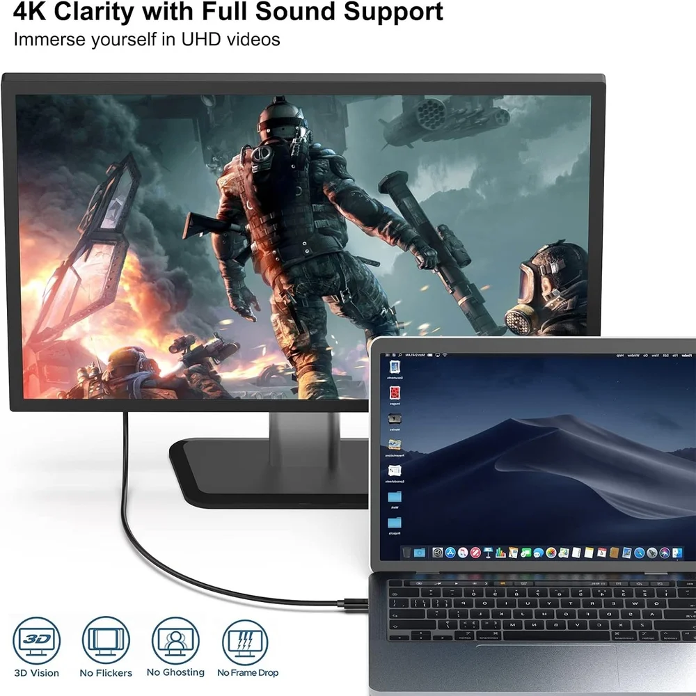 Imagem 3 de 5 do produto Cabo Usb C Para HDMI 1,8m Benfei Thunderbolt Macbook Tv