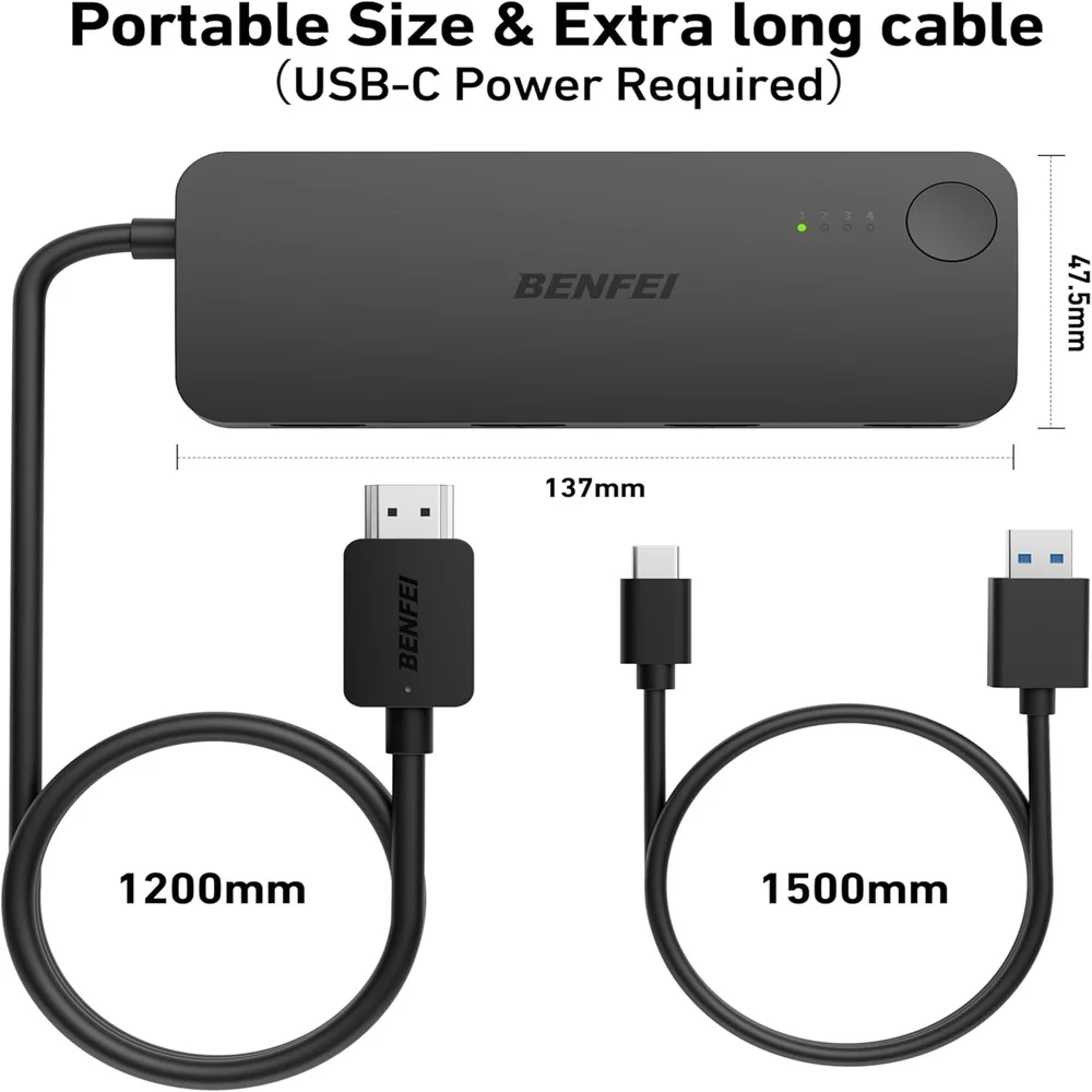 Imagem 2 de 5 do produto Benfei HDMI Switch 4in1 Saída 4k60hz 2k 144hz Tv PC XBOX