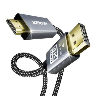 Cabo Displayport Para HDMI Benfei 4k 0,9m Nylon Trançado