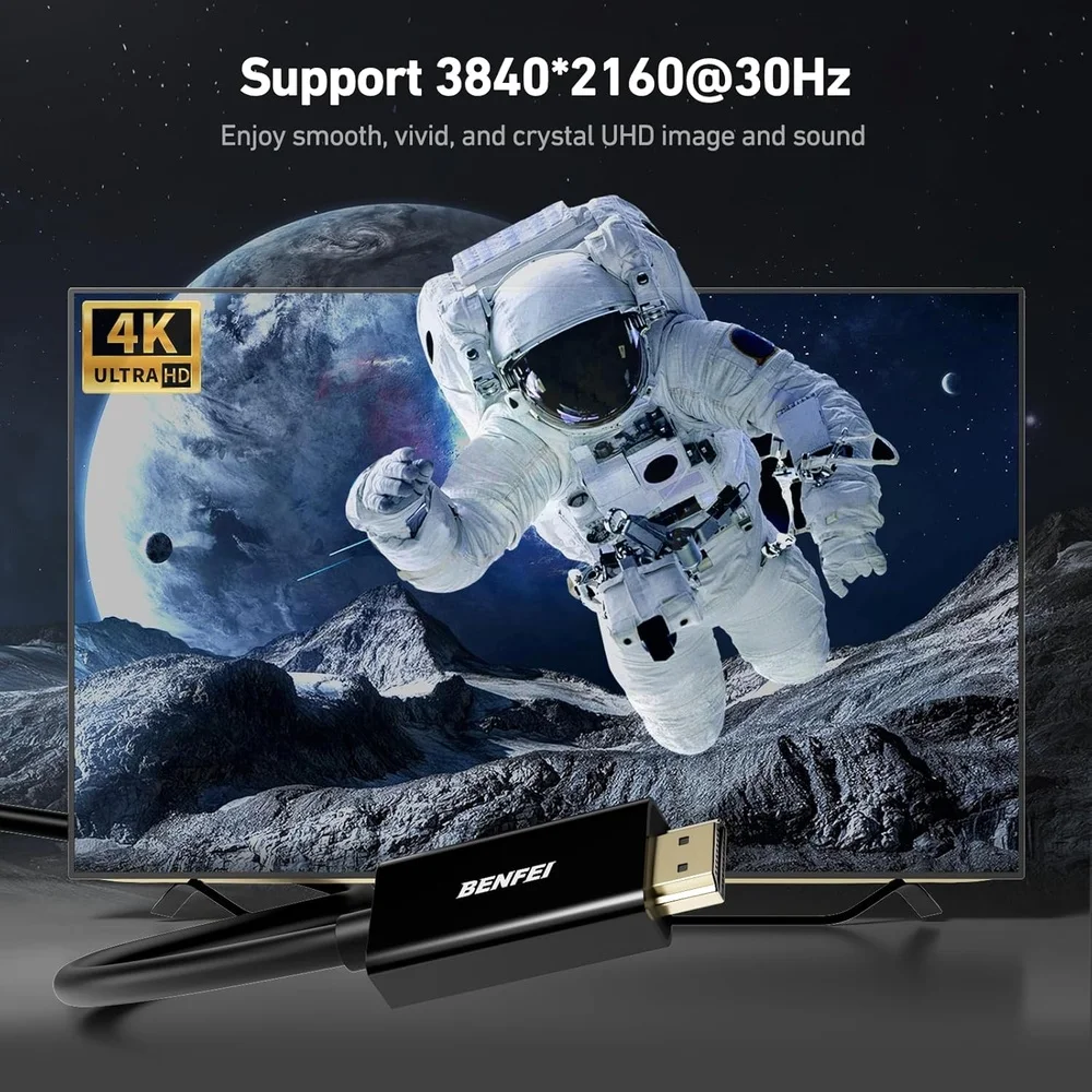 Imagem 5 de 5 do produto Cabo Displayport Para HDMI 4k 1,8m Benfei Plug And Play