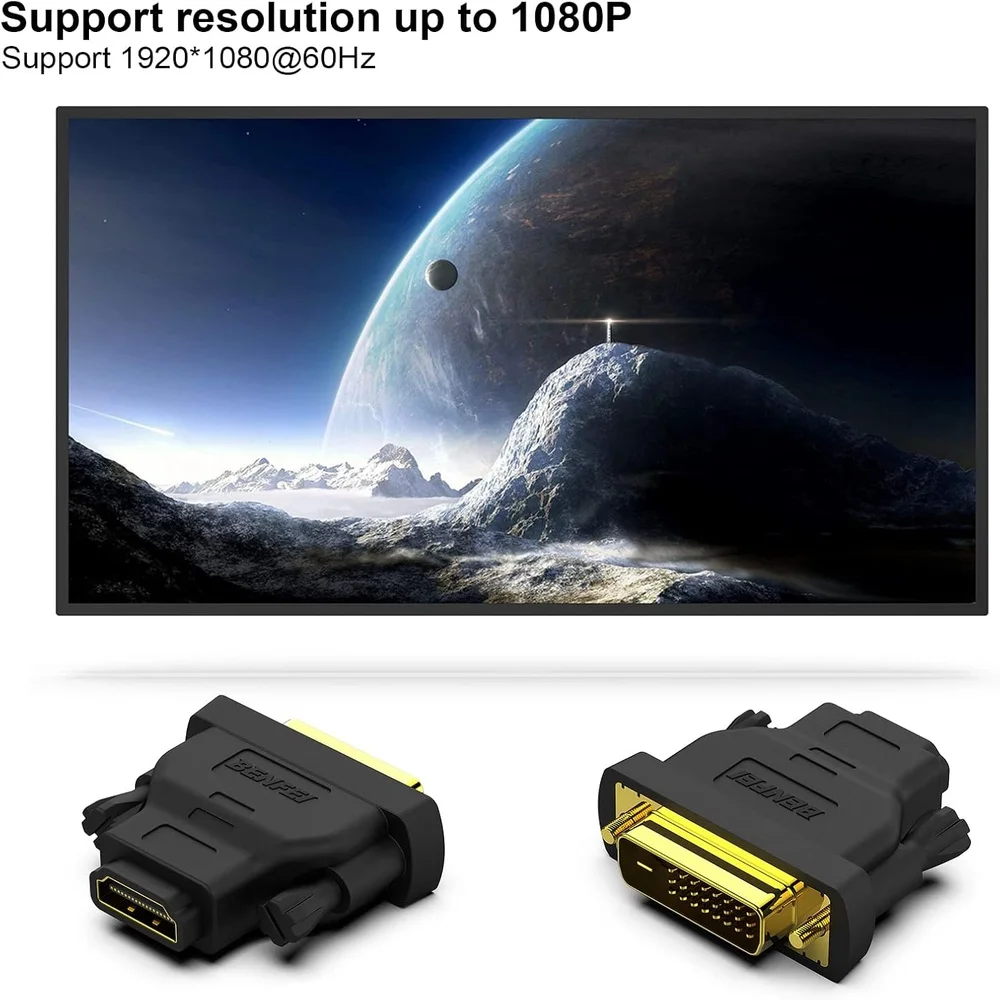 Imagem 4 de 5 do produto Adaptador Benfei Dvi Para HDMI Macho/fêmea 2 Peças Ouro