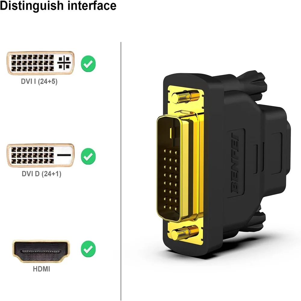 Imagem 5 de 5 do produto Adaptador Benfei Dvi Para HDMI Macho/fêmea 2 Peças Ouro