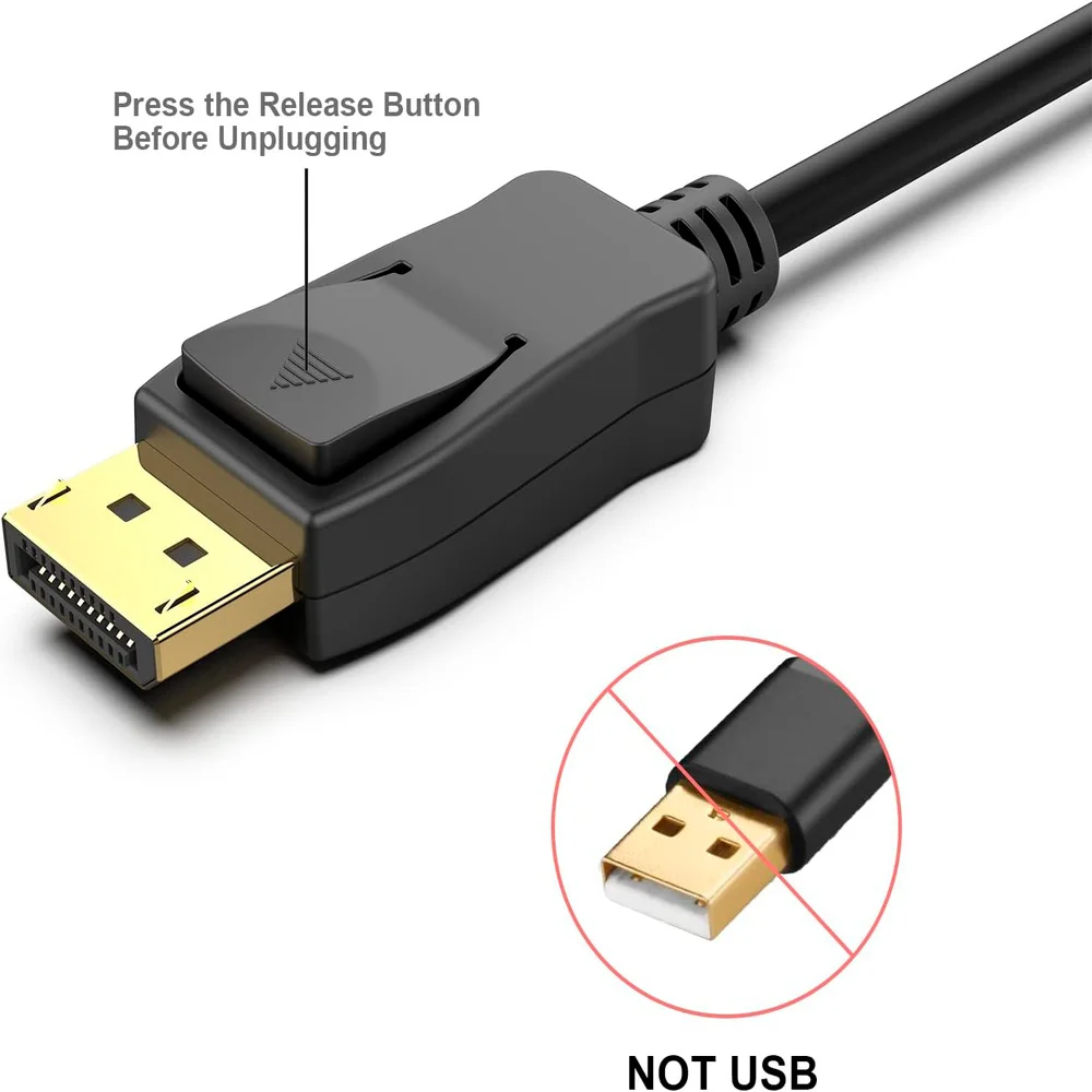 Imagem 4 de 5 do produto Cabo Displayport Para HDMI 0,9m Benfei 4k Banhado Ouro