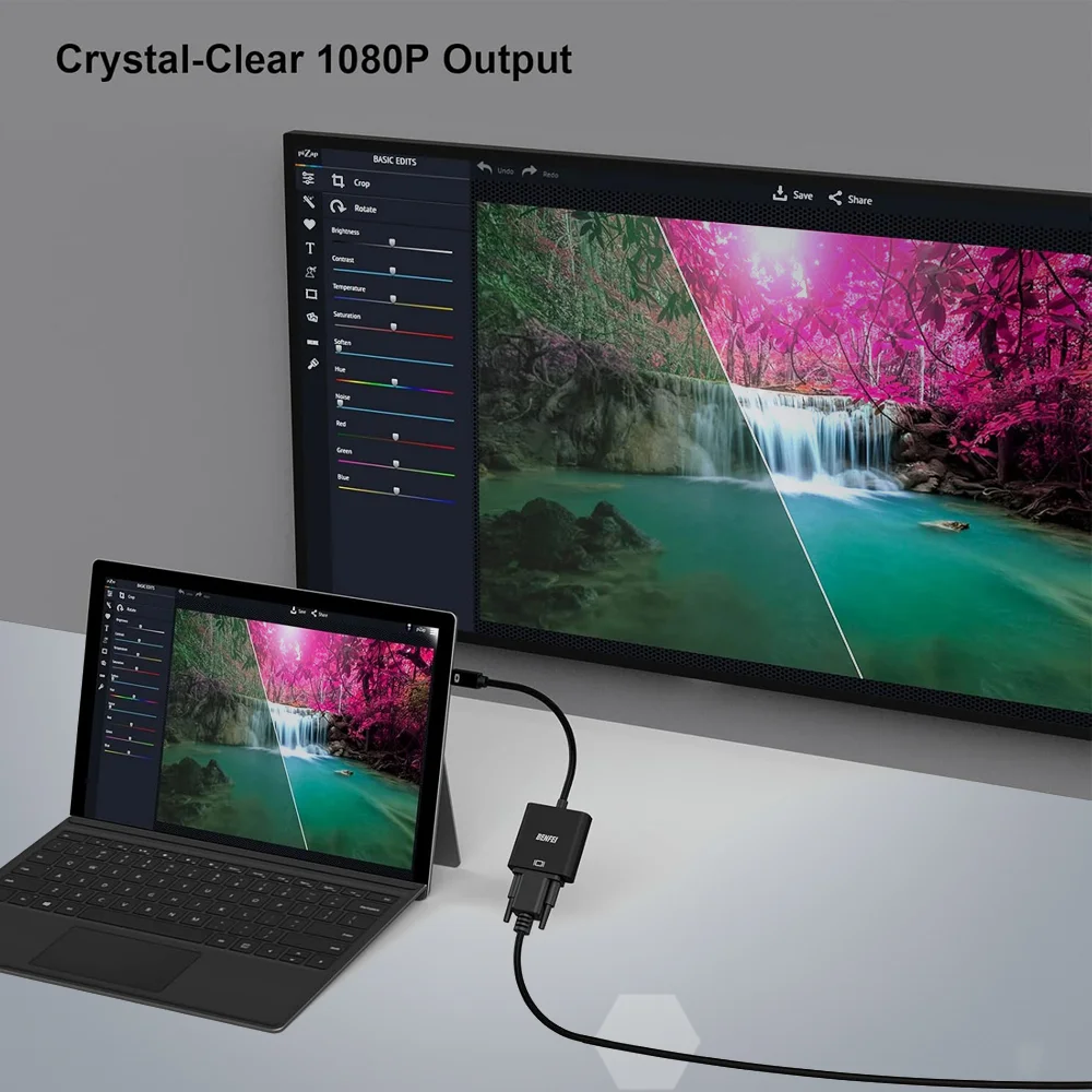 Imagem 2 de 5 do produto Benfei Adaptador Mini Displayport Para Vga 1080p Preto