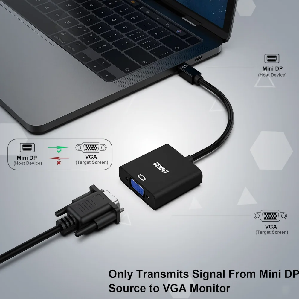 Imagem 5 de 5 do produto Benfei Adaptador Mini Displayport Para Vga 1080p Preto
