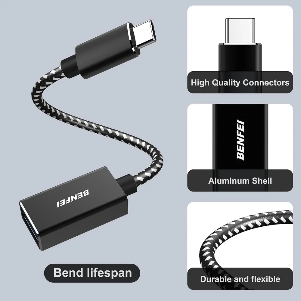 Imagem 4 de 5 do produto Benfei Adaptador Usb Tipo C Pra Usb 3.0 Fêmea 2 Unidades