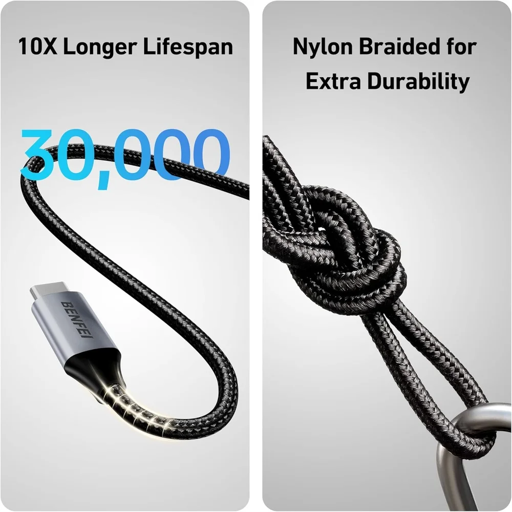 Imagem 3 de 5 do produto Cabo Usb-c 60w Benfei Carregamento Dados Trançado Nylon