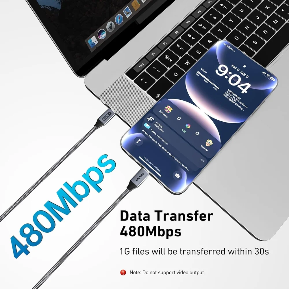 Imagem 4 de 5 do produto Cabo Usb-c 60w Benfei Carregamento Dados Trançado Nylon