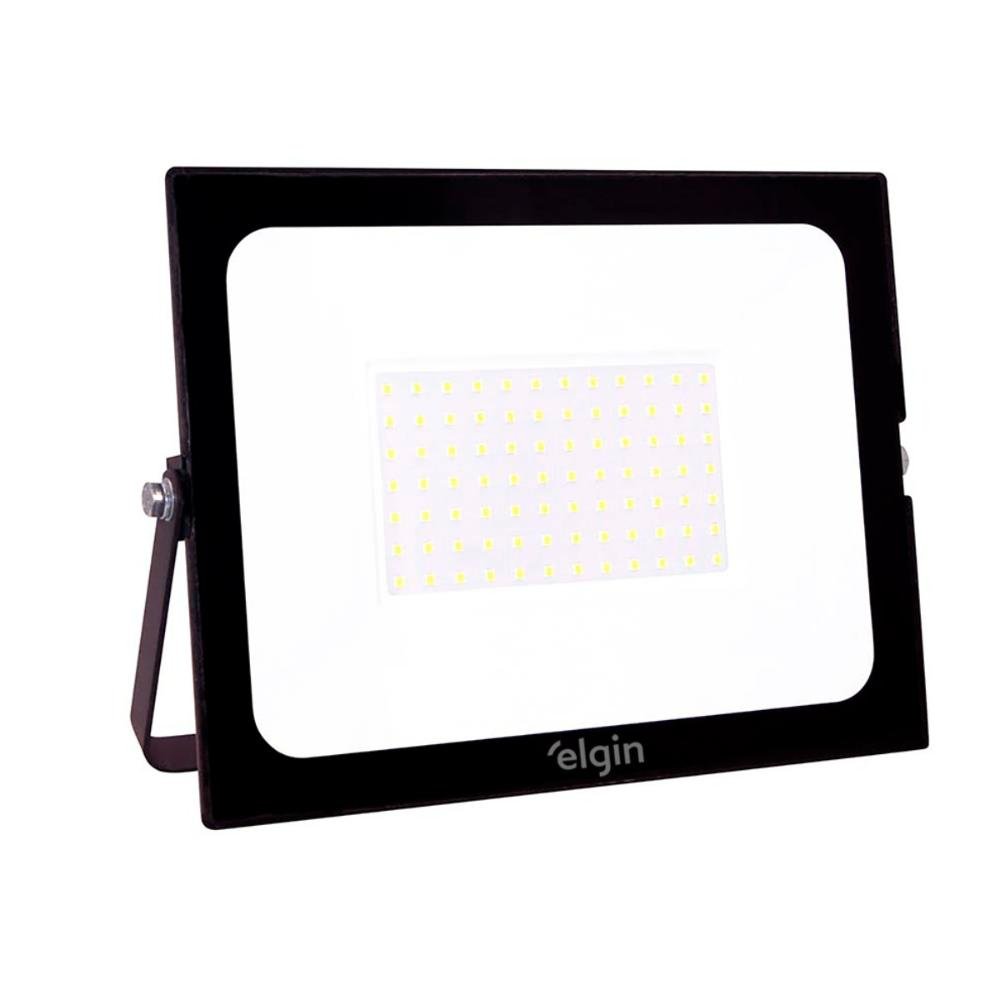 Projetor LED 100w Elgin - Bivolt - Cor 6500k Branco Frio - 8.000 Lumens - Preto