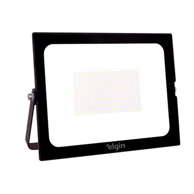 Projetor LED 100w Elgin - Bivolt - Cor 6500k Branco Frio - 8.000 Lumens - Preto