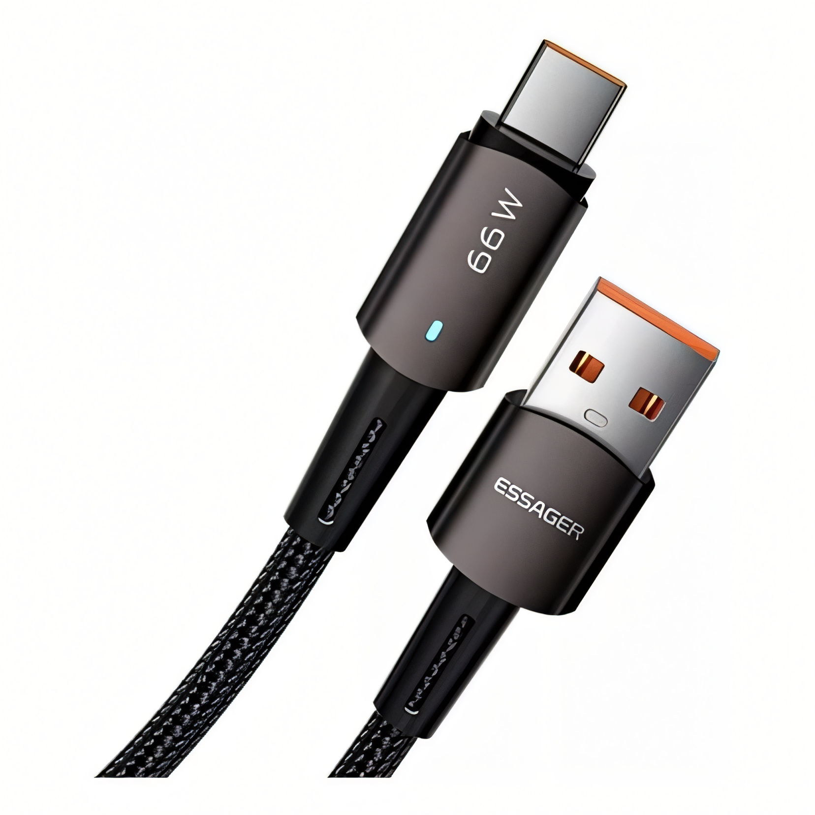 Cabo Carregador Turbo Essager 66w 6a Tipo C Usb Rápido 2 Metros